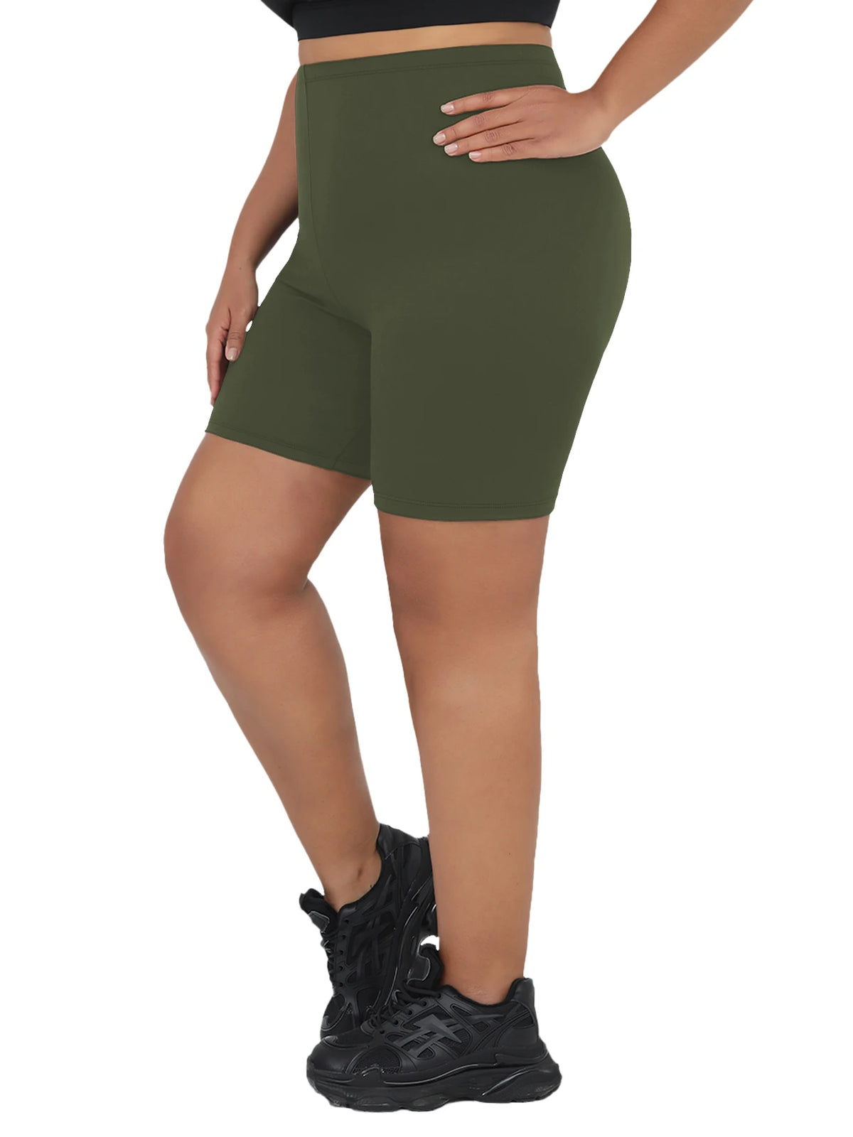 Plus Size Women Athletic Shorts Super Soft Biker No See Through Workout Yoga Running Home Casual