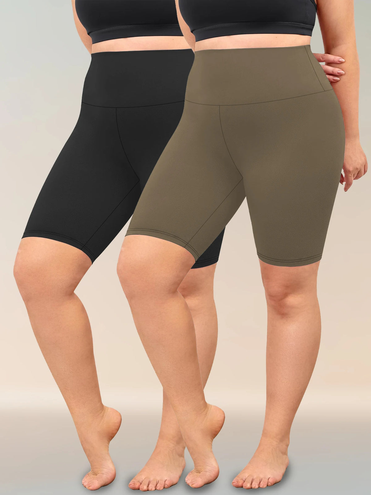 2 Pack Plus Size Biker Shorts for Women High Waisted Super Soft Workout Yoga Athletic Shorts Running