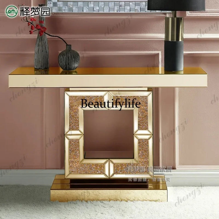 9344 European-style entryway table, light luxury, modern living room screen storage rack, wall-mounted mirror entryway table