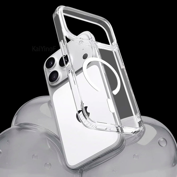 Luxury For Magsafe Transparent Case For iPhone 18 17 16 15 14 13 12 11 Pro Max Mini XR Magnetic Wireless Charge Back Cover Case