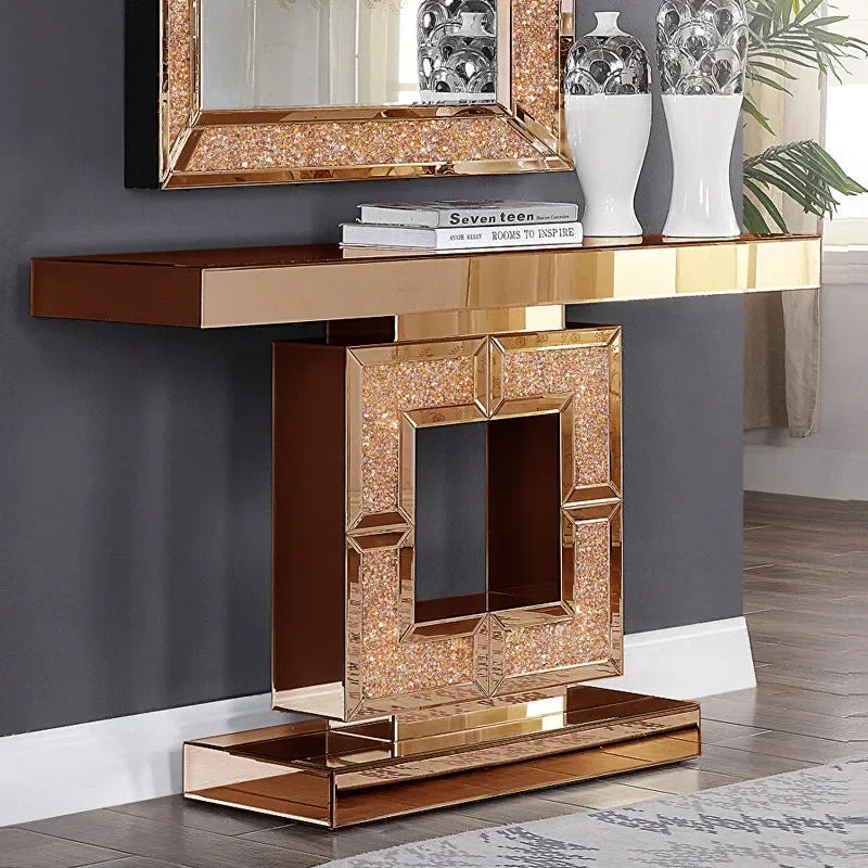 9344 European-style entryway table, light luxury, modern living room screen storage rack, wall-mounted mirror entryway table