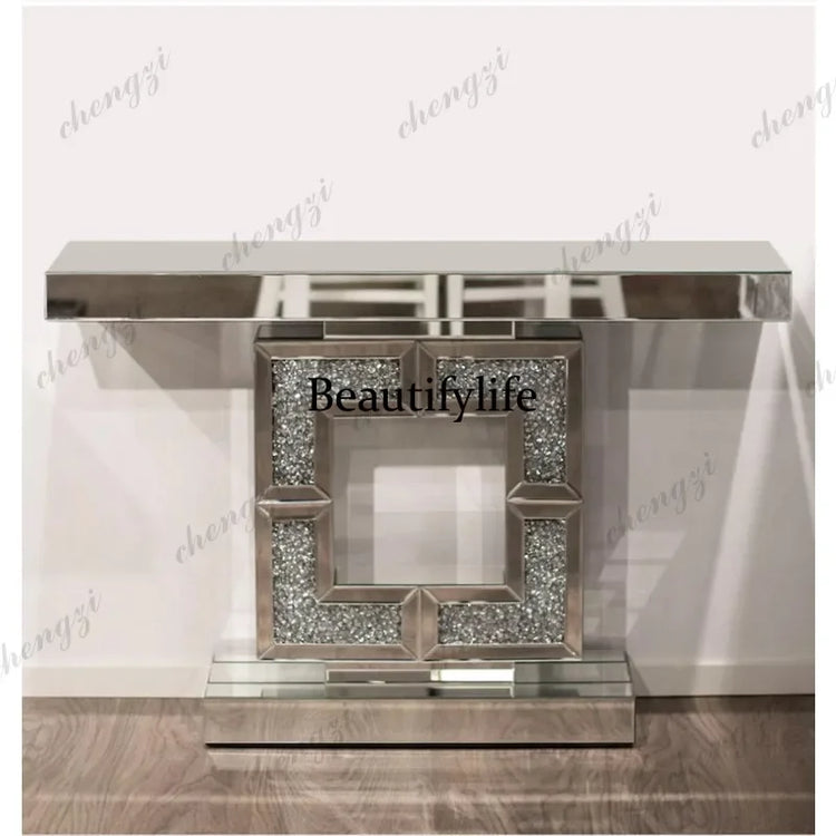 9344 European-style entryway table, light luxury, modern living room screen storage rack, wall-mounted mirror entryway table