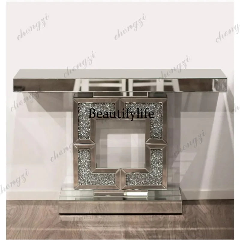 9344 European-style entryway table, light luxury, modern living room screen storage rack, wall-mounted mirror entryway table