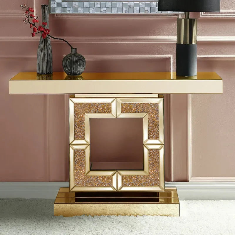 9344 European-style entryway table, light luxury, modern living room screen storage rack, wall-mounted mirror entryway table