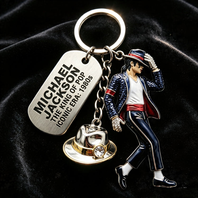 Michael Jackson Keychain, Classic Dance King Pendant Key Ring, Fashion Singer Key Chain, Creative Gift for Men Women