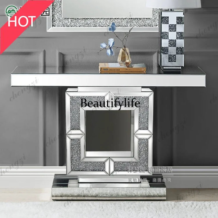9344 European-style entryway table, light luxury, modern living room screen storage rack, wall-mounted mirror entryway table